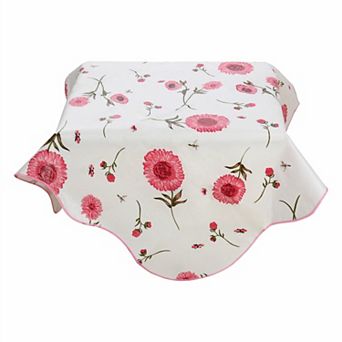 Vinyl Home Picnic Square Tablecloth Table Cloth Cover Water/oil Pink 35 X 35 Inch Flower Pattern