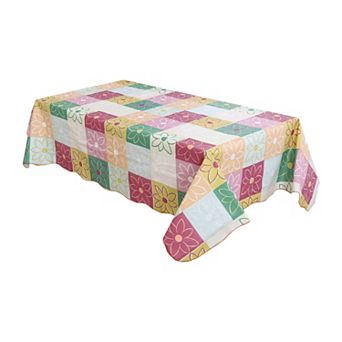 Vinyl Tablecloth Square 60" X 60" Plaid Flower Patternwater Oil