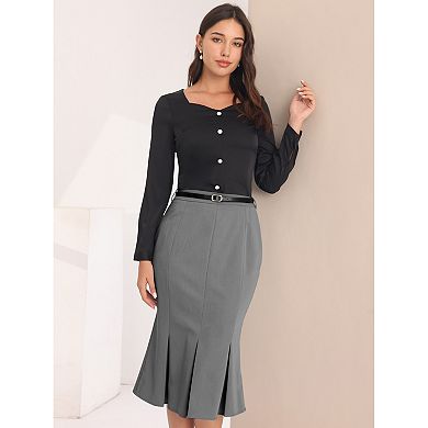 Women's Work Skirt Below Knee Length Fishtail Skirt