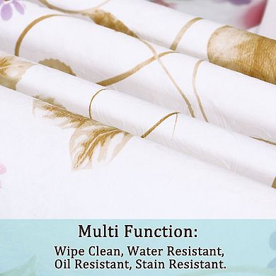 Vinyl Home Tablecloth Round Tables 59" Dia Red Flower Pattern Water