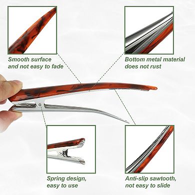 2 Pcs Long Metal Duckbill Hair Clips Crocodile Clips 5.31"x0.83" Green Red