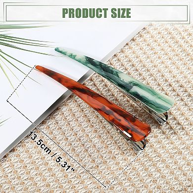 2 Pcs Long Metal Duckbill Hair Clips Crocodile Clips 5.31"x0.83" Green Red