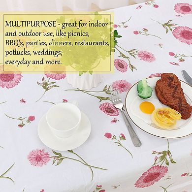 Vinyl Sunflower Print Water Rectangle Tablecloth Pink Print 54"x71"