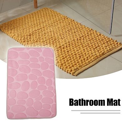 Bathroom Rugs Bath Mat Machine Washable Pink Cobblestone Pattern 23.62"x15.75"