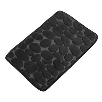 Bathroom Rugs Bath Mat Machine Washable Cobblestone Pattern Black 23.62"x15.75"