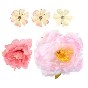 5 pc Women Flower Hair Clips Flower Hair Barrettes For Party Pink Purple