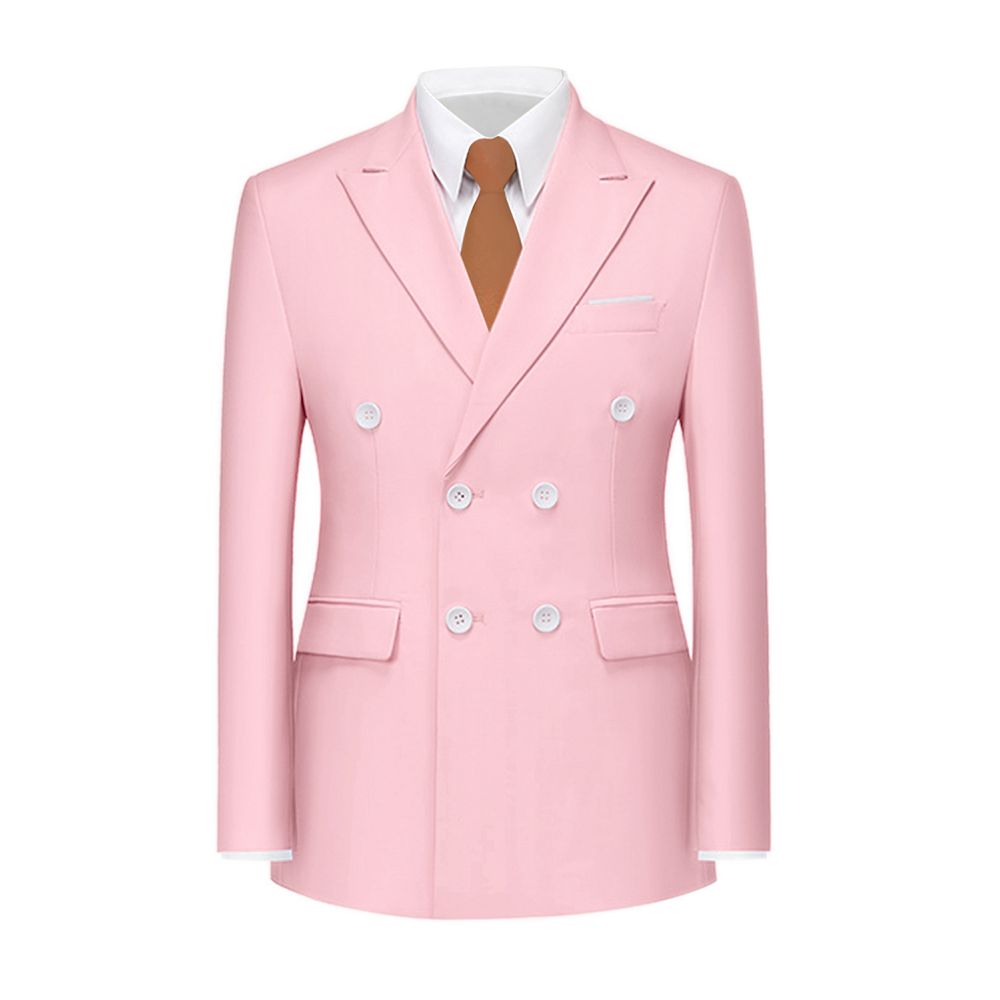 QZI Men's Blazer Peak Lapel Slim Fit Casual Double Breasted