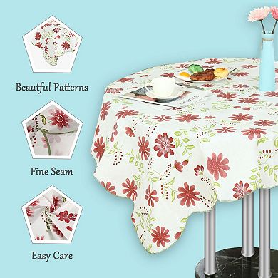 Vinyl Plastic For Square 53" X 53" Red Flower Printed Water Oil