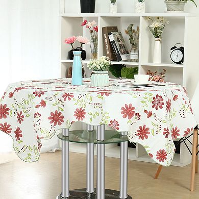 Vinyl Plastic For Square 53" X 53" Red Flower Printed Water Oil