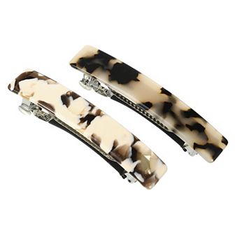 2 pc Hair Barrettes Tortoise Shell Hair Barrette French Hair Clip Beige Brown