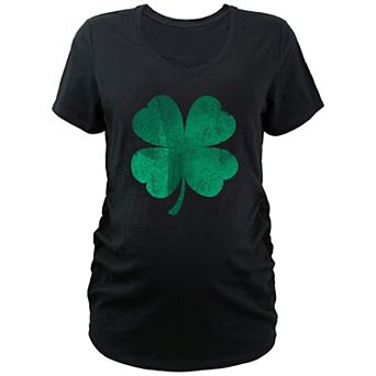 Maternity Distressed Shamrock Graphic Tee