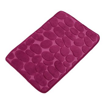 Bathroom Rugs Bath Mat Machine Washable Wine Red Cobblestone Pattern 23.6"x15.7"