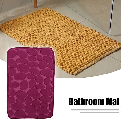 Bathroom Rugs Bath Mat Machine Washable Wine Red Cobblestone Pattern 23.6"x15.7"