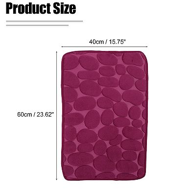 Bathroom Rugs Bath Mat Machine Washable Wine Red Cobblestone Pattern 23.6"x15.7"