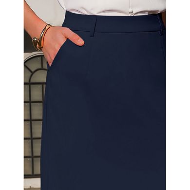 Women's Pencil Skirt High Waist Split Back Work Midi Skirts