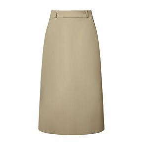 IDEALSANXUN Women's Midi Plaid Pencil Skirt – Knee-Length Wool Skirt With Back Slit, Khaki