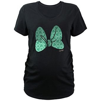 Disney's Minnie Mouse Clover Print Bow Maternity Graphic Tee