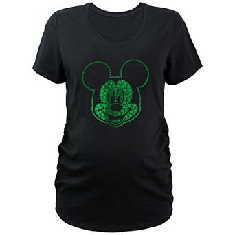 Disney's Mickey Mouse Shamrocks Print Face Maternity Graphic Tee