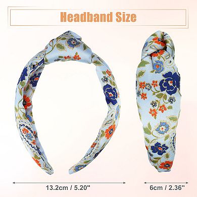 1pcs Floral Pattern Knotted Headband Classic Style Headband Blue 5.20"x2.36"
