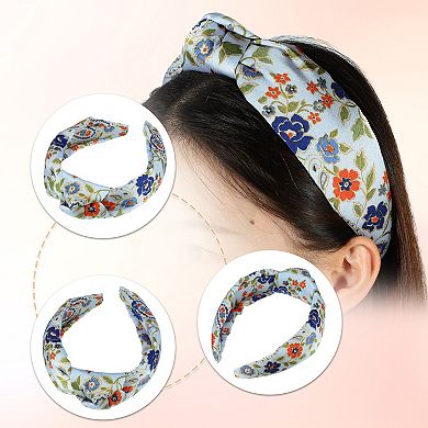 1pcs Floral Pattern Knotted Headband Classic Style Headband Blue 5.20"x2.36"