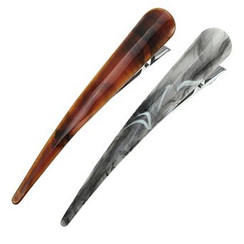 2 pc Long Metal Duckbill Hair Clips Crocodile Clips 5.31"x0.83" Amber Gray