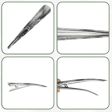 2 Pcs Long Metal Duckbill Hair Clips Crocodile Clips 5.31"x0.83" Amber Gray