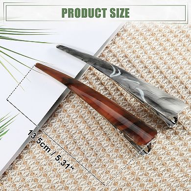 2 Pcs Long Metal Duckbill Hair Clips Crocodile Clips 5.31"x0.83" Amber Gray