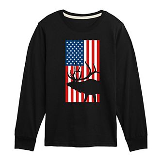 Boys 8-20 Americana Elk Long Sleeve Graphic Tee
