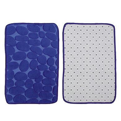 Bathroom Rugs Bath Mat Non-slip Dark Blue Cobblestone Pattern 23.62"x15.75"