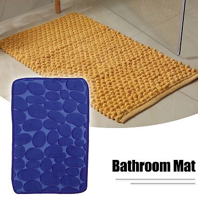 Bathroom Rugs Bath Mat Non-slip Dark Blue Cobblestone Pattern 23.62"x15.75"