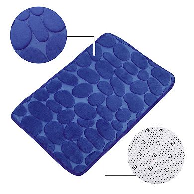 Bathroom Rugs Bath Mat Non-slip Dark Blue Cobblestone Pattern 23.62"x15.75"