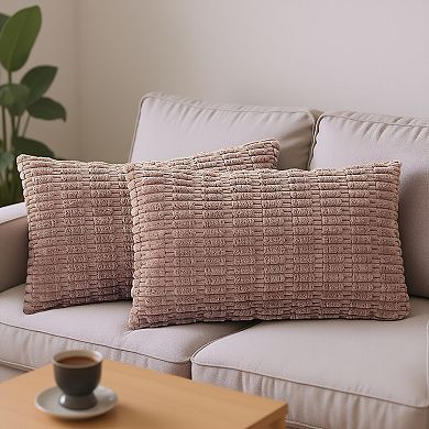 Corduroy Decorative Modern Solid Throw Pillow Covers 2 Pcs 12" X 20"