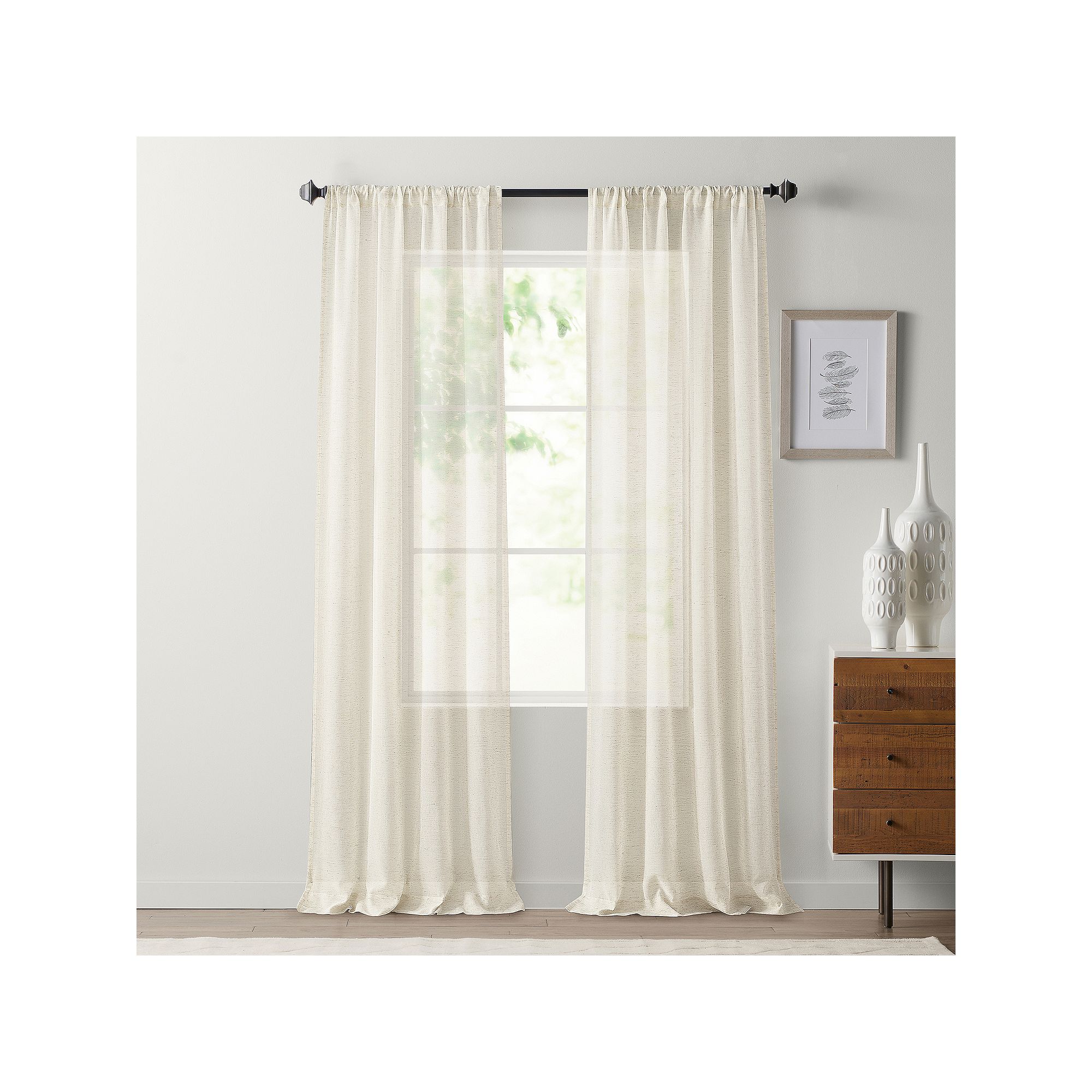 Sonoma Goods For Life® Kemi Semi-Sheer Rod Pocket Set of 2 Curtain Panels,