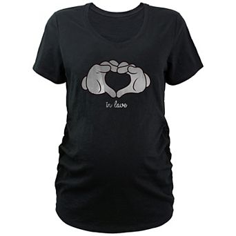Disney's Mickey Mouse Maternity Heart Hand Sign In Love V-Neck Graphic Tee