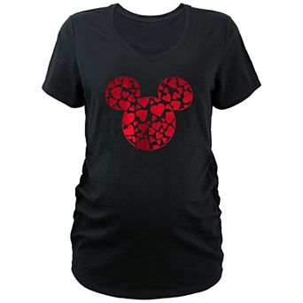 Disney's Mickey Mouse Maternity Heart Filled V-Neck Graphic Tee