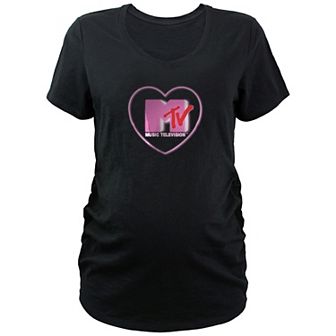 Maternity MTV Glowing Heart Logo V-Neck Graphic Tee