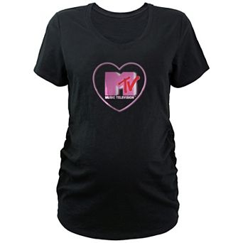 Maternity MTV Glowing Heart Logo V-Neck Graphic Tee