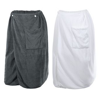 2 pc Men's Bath Wrap Towel Robes With Hair Dry Cap 27.56"x55.12"