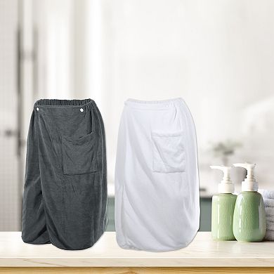 2 Pcs Men's Bath Wrap Towel Robes With Hair Dry Cap 27.56"x55.12"