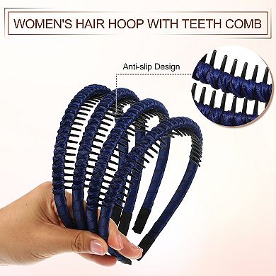 4 Pcs Teeth Comb Headband Solid Color Tooth Comb Hair Hoop For Women