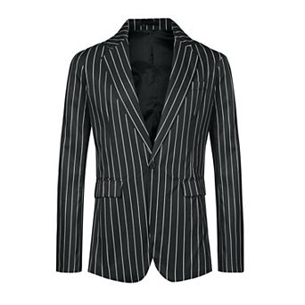 Stripes Blazers For Men's Slim Fit Single Breasted Business Color Block Sports Coat