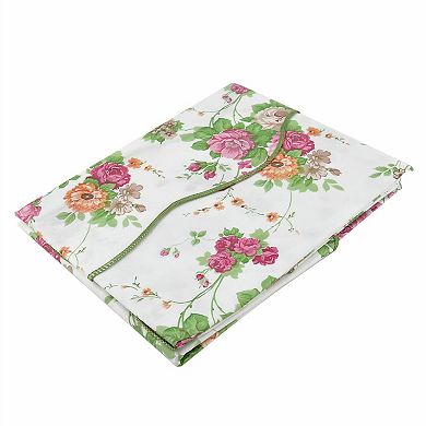 Vinyl Tablecloth Round 59" Dia Red And Green Flower Pattern Water