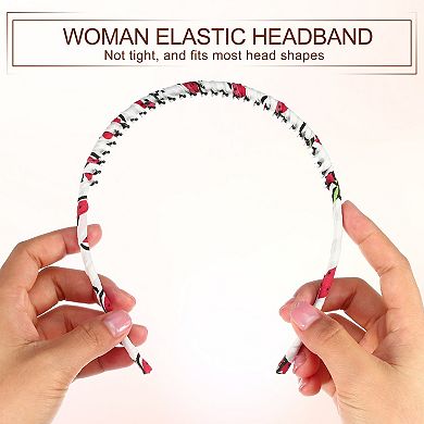 4pcs Teeth Comb Floral Pattern Headbands For Women Yellow Red Deep Pink White