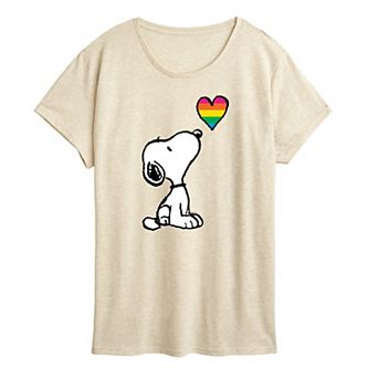 Women's Peanuts Snoopy Rainbow Heart Graphic Tee