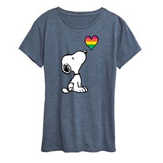 Women's Peanuts Snoopy Rainbow Heart Graphic Tee