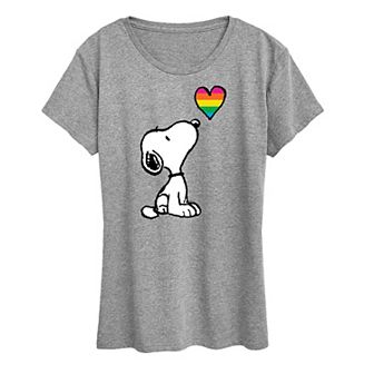 Women's Peanuts Snoopy Rainbow Heart Graphic Tee