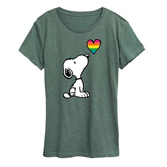 Women's Peanuts Snoopy Rainbow Heart Graphic Tee