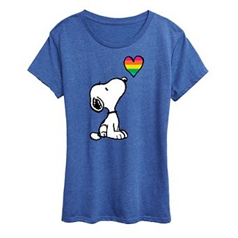 Women's Peanuts Snoopy Rainbow Heart Graphic Tee
