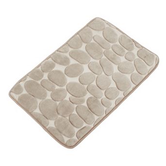 Bathroom Rugs Bath Mat Machine Washable Beige Cobblestone Pattern 23.62"x15.75"