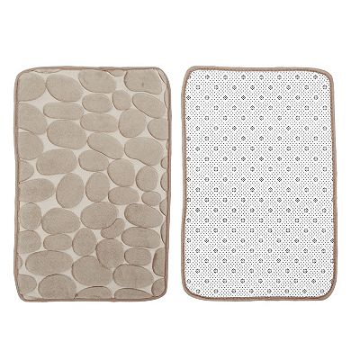 Bathroom Rugs Bath Mat Machine Washable Beige Cobblestone Pattern 23.62"x15.75"